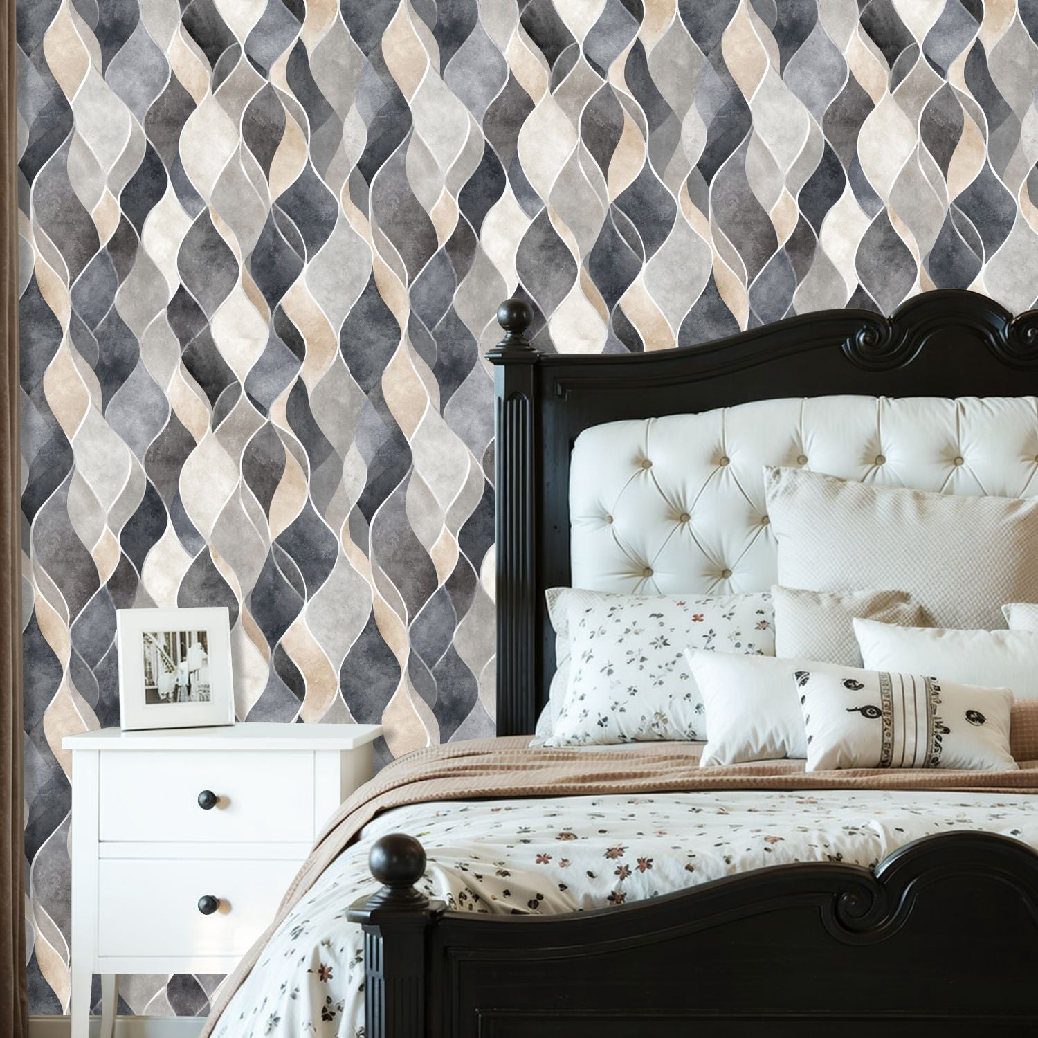 Peel and Stick Wallpaper Abstract Balanced Geometric Composition Smooth Curves Wall Mural 23.6in x 9.8ft Self Adhesive Removable Wall Paper Renter Friendly Wallpaper for Nursery Bedroom Cabinets