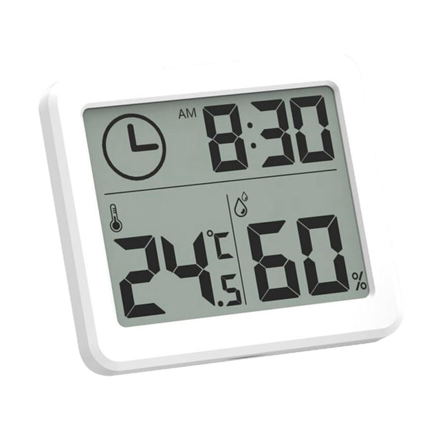 higrómetro digital Mini higrómetro digital Termómetro Reloj Temperatura inalámbrica Medidor LCD Medidor para invernadero interior Oficina Sala de () Fanmusic higrómetro digital