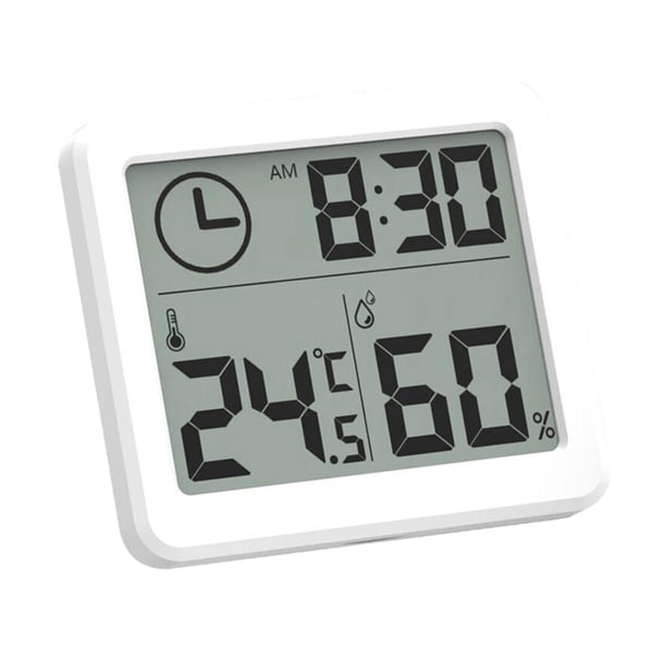 Mini higrómetro digital Termómetro Reloj Temperatura inalámbrica Medidor LCD Medidor Batería para invernadero interior Oficina Sala de ()