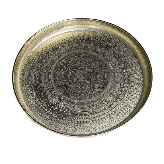 Round Tray, 13inch-Serving Luxury Decorative Coffee Table Jewelry Tray Gold