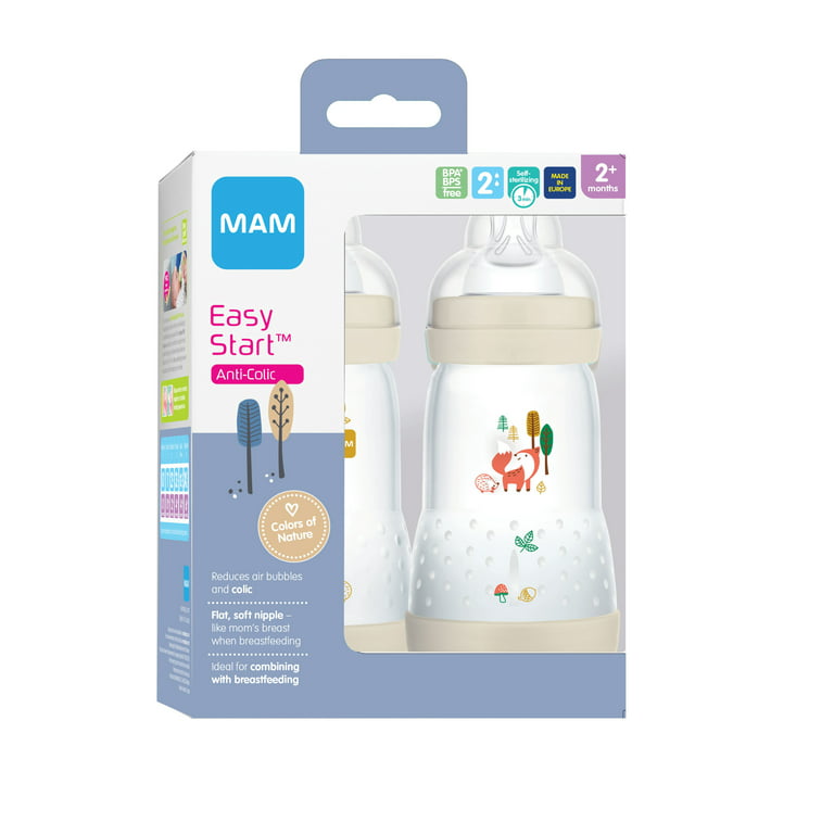MAM Easy Start Anti-Colic Bottle 9 oz (3-Count), Baby Essentials, Medium  Flow Bottles with Silicone Nipple, Baby Bottles for Baby Boy, Blue 3 Count  (Pack of 1) Boy 