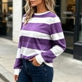 thumbnail image 5 of Warop Women's Striped Shirt Long Sleeve Crewneck Pullover Top Slim Fit Casual Basic Tees Fall Outfits, 5 of 7
