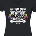 thumbnail image 4 of Inktastic Autism Awareness Autism Mom with Puzzle Ribbons Women's V-Neck T-Shirt, 4 of 5