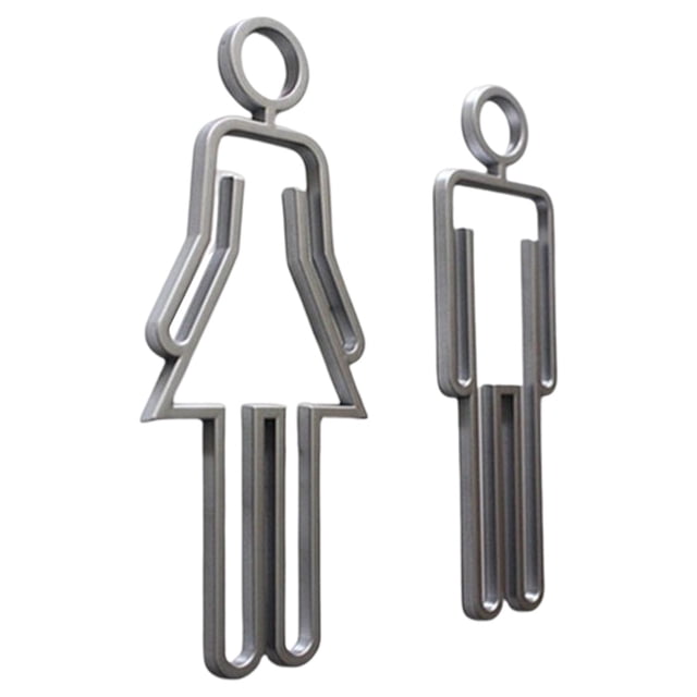 Letrero para Puerta de Baño Hombres Mujeres Gloria ABS Plástico Plata