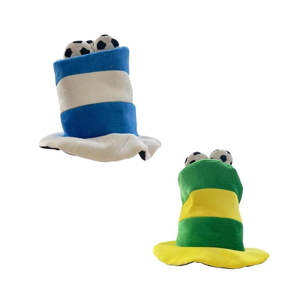 2 piezas de gorro de fútbol de carnaval, gorro de aficionado al fútbol para espectáculos, discotecas y fiestas. Verde y azul