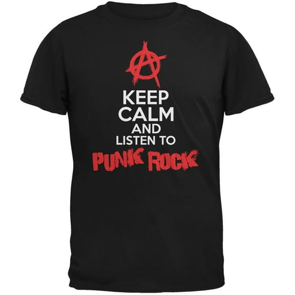 Keep Calm And Listen To Punk Rock Black Adult T-Shirt - Small
