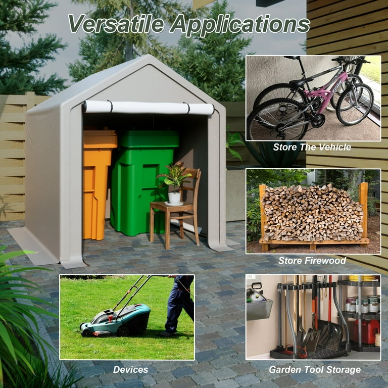 6x6 ft Outdoor Storage Shed, Portable Garage Tent with Roll-up