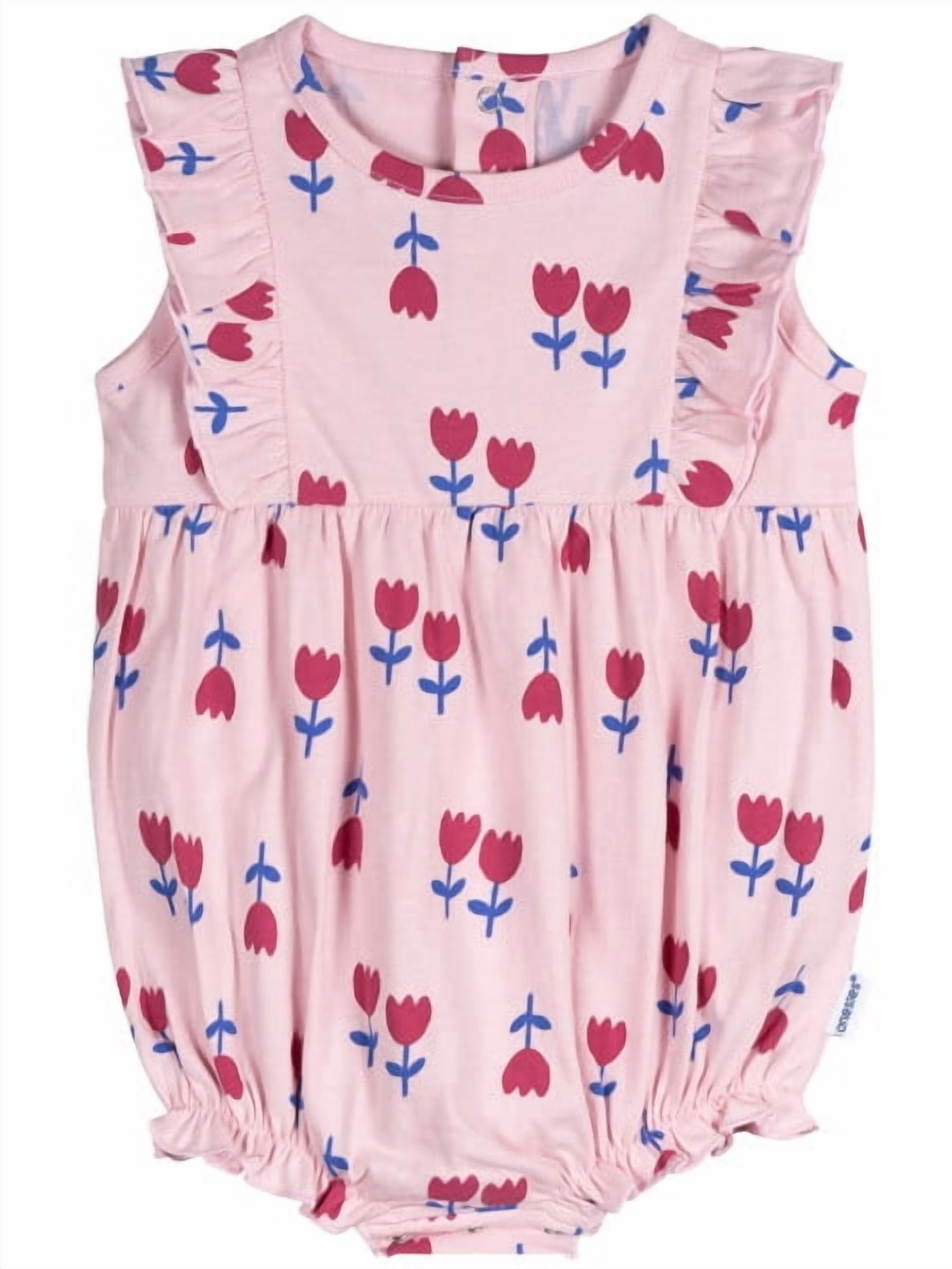 Onesies Brand Baby Girl Ruffle Sleeve Rompers, 3-Pack, Sizes, 0/3 Months - 24 Months