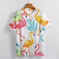 thumbnail image 3 of Flamingo Pattern Women's Short Sleeve T-Shirt Crew Neck Casual Summer Trendy Loose Fit Tops, 3 of 6
