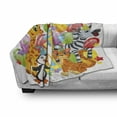 thumbnail image 3 of 1st Birthday Soft Flannel Fleece Throw Blanket, Kids Party with Baby Safari Animals Zebra Lion Balloons Backdrop Colorful, Cozy Plush for Indoor and Outdoor Use, 60" x 80", Multicolor, by Ambesonne, 3 of 6
