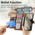 thumbnail image 3 of Wallet Case for Google Pixel 8 Pro Women Men, Durable PU Leather Magnetic Flip Lanyard Strap Wristlet Zipper Card Holder Kickstand Wallet Phone Case Cover Full Body Protection, Brown, 3 of 8