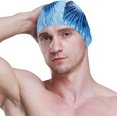 thumbnail image 3 of FYBTO Swimming Cap Blue Style Textured Spiral Tie Dye Unisex Adult FYBTO Polyester, 3 of 4