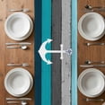 thumbnail image 6 of Teal Blue Anchor Coastal Table Runner - 48 Inch Long, Kitchen Dining Table Runner Dresser Scarves, Nautical Vintage Art Wooden Grey Farmhouse Decor for Coffee Tables Wedding Party Banquet, 6 of 8