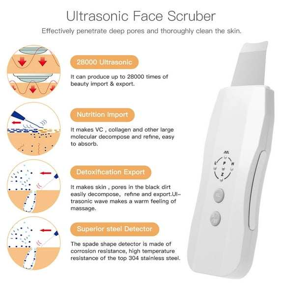 Ultrasonic skin scraper, blackhead removal, exfoliation, nutrition introduction, deep cleansing, facial massage, beauty instrument