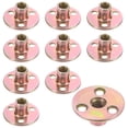 thumbnail image 1 of Uxcell 10-Pack M10x17mm Tuercas en T de Acero Carbono Galvanizado 3-Hole Base Redonda Tuercas de Soldadura Doradas, 1 of 7