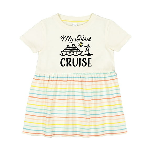 Inktastic My First Cruise with Cruise Ship and Palm Trees Girls Baby Dress