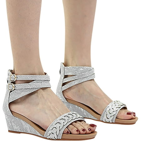 

Summer Women S Wedge Sandals Black Dressy Open-Toe Sandals Ankle Strap Hollowed Out Casual Sandals Beach Shoes Roman Retro Sandals