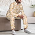 thumbnail image 7 of Honeii Cute Duck And Flower Pattern Mens Pajamas Set,2pcs Men's Lounge Long Sleeve Sleep Shirt and Pajama Bottoms Sleepwear Set,Mens Pjs Sets-Small, 7 of 7