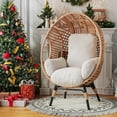 thumbnail image 3 of Oversized Wicker Egg Chair Outdoor Indoor,Patio Lounge Chair with Thicken Cushions, Egg Basket Chair 500lbs Capacity for Garden, Backyard, Porch,Bedroom (Beige-Plaid, 1pcs), 3 of 14