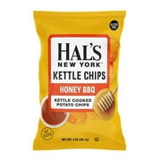 Hal's New York Kettle Cooked Potato Chips, Gluten Free, 2oz (Honey BBQ, Pack of 6)