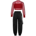 thumbnail image 2 of Alvivi Girls Hip Hop Jazz Street Dance Outfits Long Sleeve Crop Top Vest with Cargo Pants Set Red 12, 2 of 7