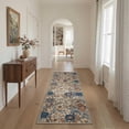 thumbnail image 4 of DEORAB 8x10 Area Rugs Floral Navy Beige Low Pile Lightweight Machine Washable Non Slip Rug for Living Room, Bedroom, 4 of 6