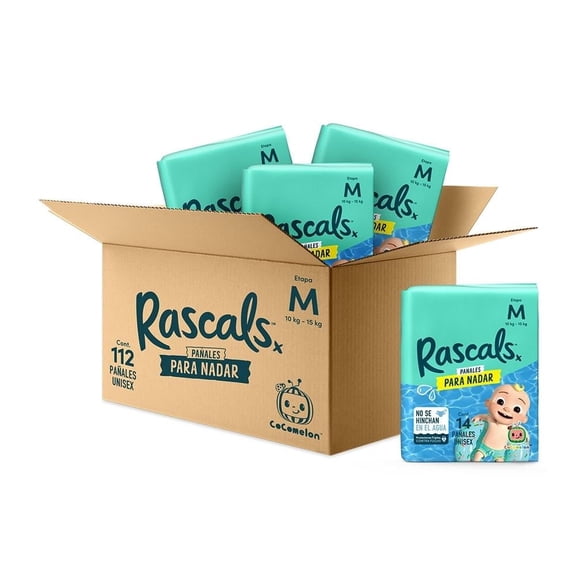 Pañales para nadar premium Rascals Etapa Mediana Unisex  112 piezas