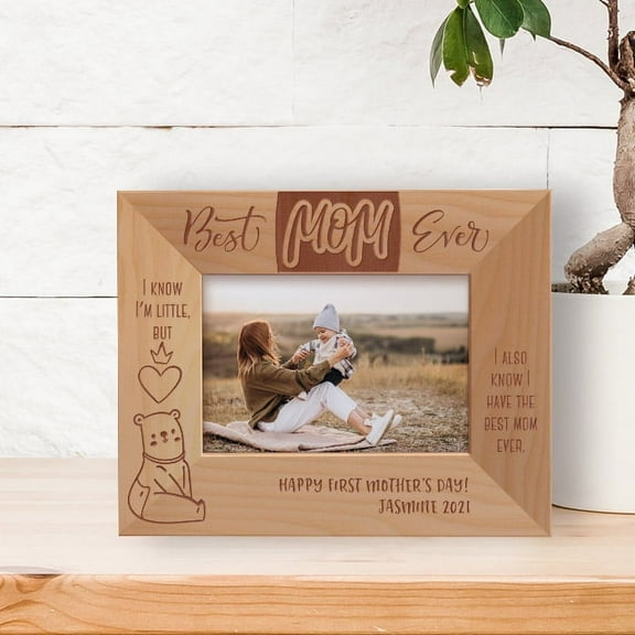 Best Mom Ever Personalized Wooden Frame-5" x 3 1/2" Brown Horizontal