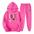 thumbnail image 2 of Feancey Deal of The Day Clearance Sweatsuit for Women Trendy Love Heart Print Hoodies and Jogging Sweatpants Matching Set Valentines Day Cute 2 Piece Lounge Sets Hot Pink XL, 2 of 7