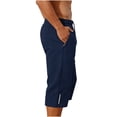 thumbnail image 5 of Eltusu Men's Workout Shorts, Below the knee Zipper Pockets Elastic Waist Drawstring Hiking Shorts Navy Size L, 5 of 8