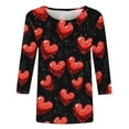thumbnail image 4 of gakvbuo Valentine Day Shirt for Women Trendy 3/4 Sleeve Tunic Tops Cute Graphic Tees Round Neck Casual Funny Shirts Tops Blouse, 4 of 5