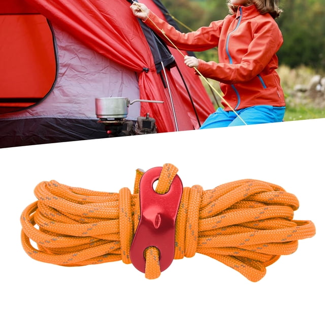 Reflective Guyline Tent Rope, Thickened Lightweight Camping Rope Reusable Windproof for Camping Orange