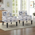 thumbnail image 5 of Bonzy Home Modern Accent Chair with Arms and Wooden Legs – Mid‑Century High‑Back Wing Chair with Padded Armrests & Cushioned Seat for Living Room, 5 of 6