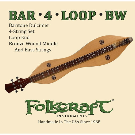 Folkcraft® Mountain Dulcimer String Set, Baritone, Loop Ends (.014" .014" .022BW" .036"BW)