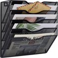 thumbnail image 1 of 5 Tier Wall File Holder Hanging Mail Organizer Metal Wall Mount Magazine Rack  Black, 1 of 7