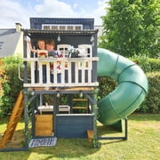 Cozy Escape Wooden Outdoor Two-Story Playhouse, Navy