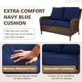 thumbnail image 4 of Krikacy Wicker Loveseat With Coffee Table, All-Weather HDPE Hand-Woven Rattan for Patio Deck,Blue, 4 of 6