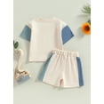 thumbnail image 4 of Bagilaanoe 2pcs Toddler Baby Boy Short Pants Set Contrast Color Short Sleeve T-Shirt Tops + Shorts 6M 12M 18M 24M 3T Kids Casual Summer Outfits, 4 of 9