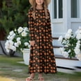 thumbnail image 2 of DISNIMO Thanksgiving Fall Pumpkin Kids Dress Long Sleeve Lightweight Girls Long Sleeve Dresses Size 13--14 Swing Dress for Girls Print Midi Sun Dress with Pockets Kids Girls Frock Long, 2 of 7