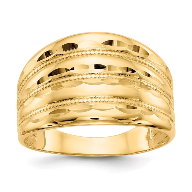 Bague en Or Jaune 14 Carats à Quatre Arêtes