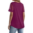thumbnail image 7 of SWQZVT Womens Tops Summer Lace Short Sleeve Shirts V Neck Trendy Curved Hem Blouses Casual T Shirts, 7 of 7