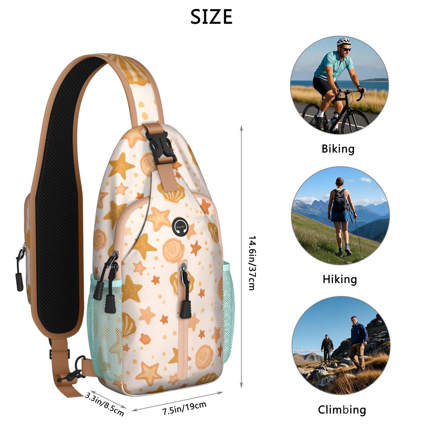 Chest Bag Crossbody Shoulder Bag Crossbody Shoulder BagCrossbody Sling Bag for Men Women Travelers Starfish