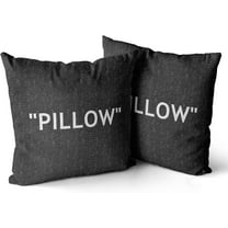 Hypebeast Room Decor,Off Black White Inspired Pillow Quotation Decorative Set of 2 Throw Pillow Cover,Sneakerhead Decor,Square Cushion Case for Home Sofa Couch Decoration 18"×18"