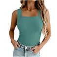 thumbnail image 2 of Otntypg Womens Square Neck Tank Tops Dressy Summer Sleeveless Shirts Basic Solid Color Athletic Going Out Fitted Trendy Tops Workout T Shirts, 2 of 9