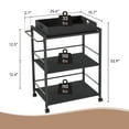 thumbnail image 4 of Melocadol Rolling Kitchen Cart, 3-Tier Utility Cart on Wheels with Storage, with Detachable Server Tray for Living Room, Balcony, Drink Service, Black, 4 of 4
