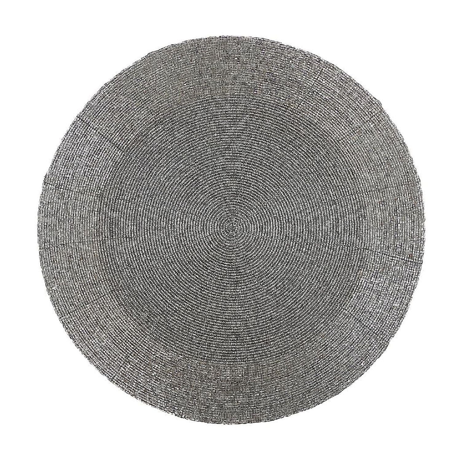 Christmas Beaded Round Placemat Silver - Set of 4