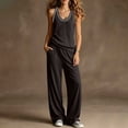 thumbnail image 2 of Enjoytime 2 Piece Lounge Set Women Sleeveless V Neck Tank Tops Wide Leg Pants Matching Sets Summer Plus Size Casual Travel Outfits, 2 of 7