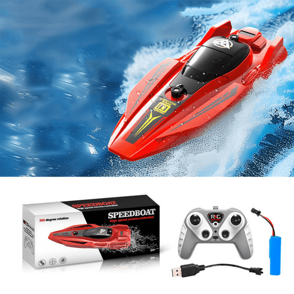 High-Speed RC Boat, Funtogether Toys, 25km/h with Dual Motors, 2.4GHz Waterproof Racer for Pools & Lakes