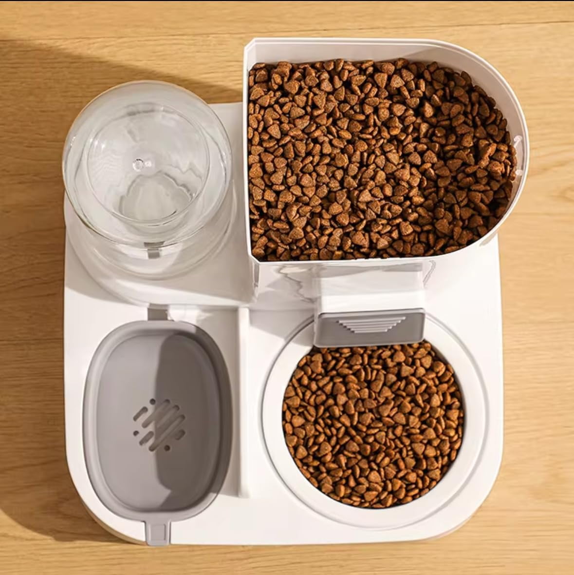 CNV 2 in 1 Automatic pet Feeder and Water Dispender for Cats and Dogs 3 Colors to Choise, Blue, with Ceramic Bowl