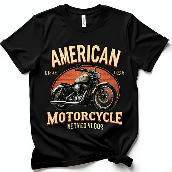 Vintage Motorcycle Graphic Black T-Shirt Retro Style Tee for Enthusiasts
